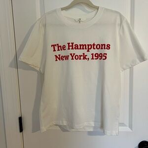 H&M Cream Crew Neck T-Shirt, The Hamptons NY 1955